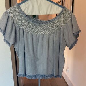 Love Sam Gray Smocked Blouse
